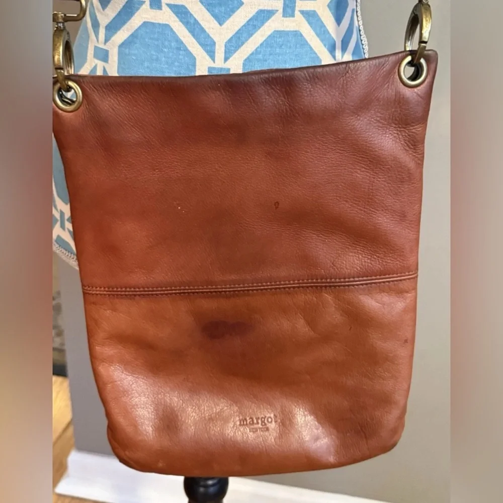 Margot New York Vintage Leather Brown Purse Crossbody Bag (TD)